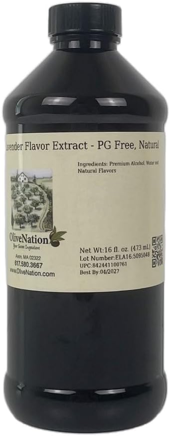 OliveNation Premium Lavender Extract from Natural Flavors, Light Floral Flavoring for Baked Goods, Beverages, Sauces, Non-GMO, Kosher, Vegan -16 oz