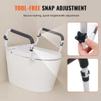 VEVOR Toilet Support Rail, 300LBS Support Toilet Seat Framework, Width Adjustable to Suit Various Toilets, Simple Set-Up, Toilet Grip Bars with Cushioned Armrests for Elderly, Disabled