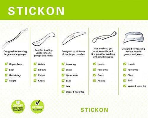 STICKON Stainless Steel Gua Sha Scraping Massage Tool Set IASTM Tools Great Soft Tissue Mobilization Tool (P Shape)