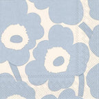 IHR Ideal Home Range Party Napkins Disposable 3-Ply Paper Lunch Napkin Pack, 6.5" x 6.5", Unikko Cream Light Blue, 20-Count