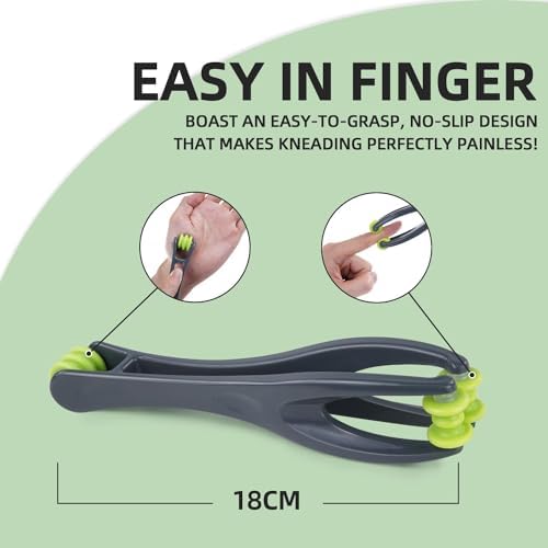 cotsoco 2-in-1 Finger Massager Roller, Finger & Hand Massager, 5 Pcs Acupressure Rings, Cordless, Portable, Quiet, for Stress, Circulation, Arthritis Relief, Hands, Palm & Wrist