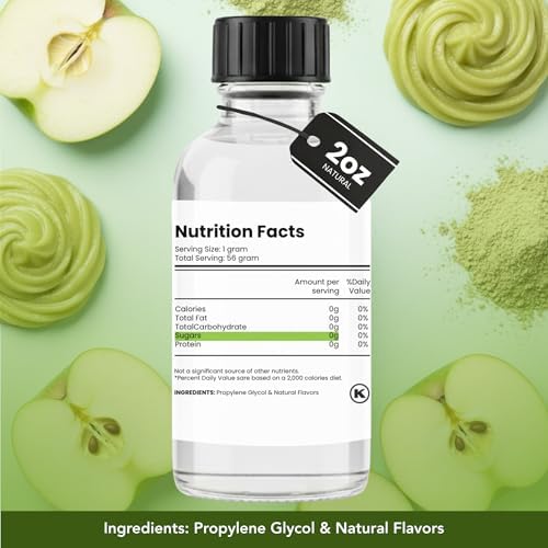 Dolce Flav Natural Apple Extract – 2 oz Water-Soluble Pure Apple Flavoring Drops for Baking, Drinks & Desserts | Highly Concentrated | Sugar Free | Allergen Free | Made in USA