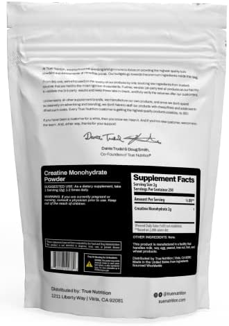 True Nutrition Creatine Monohydrate Powder - Micronized Creatine, 2g per Serving - Supports Muscle Strength, Power & Recovery - Non-GMO, Gluten Free, Vegan - Pre & Post Workout Supplement - 500g