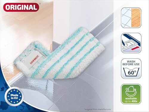 Leifheit Profi Micro Duo Floor Wiper Cover, Folded, for All Smooth & Tile Floors – 16.5 inch Microfibre Replacement with Special Bristles for Deep Cleaning – Washable, Reusable, Fits Profi Mop