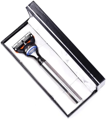 Parker 5 Blade Stainless Steel Razor Handle – Compatible with Fusion Style Cartridges – Heavyweight Metal Handle for Smooth Shave – Men’s Grooming Razor with 1 Cartridge