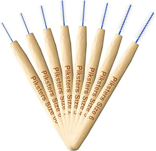 Piksters Bamboo Interdental Brushes | Sizes 00-6 | 8 Pack (8 Pack, Size 5 (Blue))