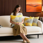 Yellow and Grey Abstract Throw Pillow Covers 18x18 inches Set of 2, Modern Art Oil Painting Decorative Cushion Cases for Couch, Soft Flannel Pillow Shells for Sofa Living Room Bedroom Decor