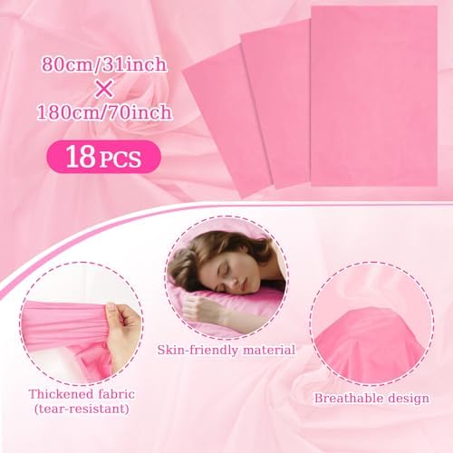 Massage Table Sheets - Disposable Bed Sheets 31" x 70" Waterproof Massage Table Cover Non-woven Disposable Bed Sheets for Travel, Massage, Spa, Tattoo, Beauty, Pink (18PCS) (24)