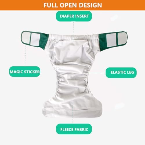 WEEOATAR Unisex Reusable Adult Cloth Diaper,Washable Swim Nappies,Adjustable Incontinence Pocket Diaper with Magic Stickers,Protective Underwear for Seniors,Disability,Postpartum(Black) One Size