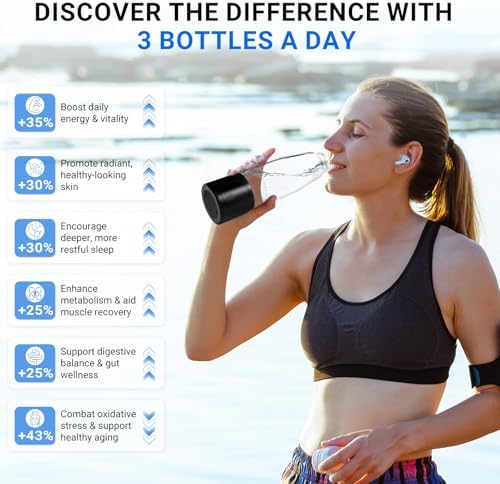 Hydrogen Water Bottle, 3000PPB Portable Hydrogen Water Ionizer Machine, Rechargeable Hydrogen Water Bottle Generator,with SPE & PEM, Hydrogen Water Cup for Exercise, Travel, Home, Office -Black