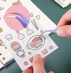 2 Pieces Sticker Tweezers, Cute Craft Tweezers for Stickers, Scrapbooking, Vinyl, Lashes, Electronics, Black