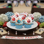 60 PCS Edible Bowling Cupcake Toppers Wafer Paper Sports Ball Cupcake Picks Edible Bowling Cupcake Decorations for Sports Theme Baby Shower Kids Birthday Party Cake Decorations Supplies