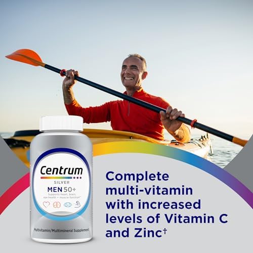 Centrum Silver Multivitamin for Men 50 Plus, Multimineral Supplement, Vitamin D3, B-Vitamins and Zinc, Gluten Free, Non-GMO Ingredients, Supports Memory and Cognition in Older Adults - 100 Ct