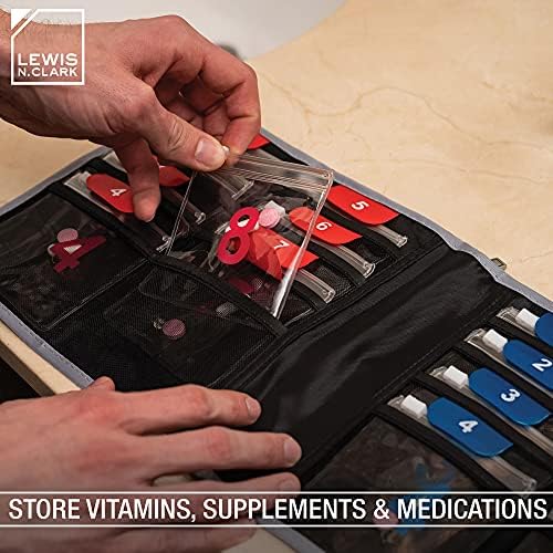 Lewis N. Clark Travel Pill Organizer, Portable Pill Case, Daily Pill Box to Hold Vitamins, Medication, Prescriptions, Or Medicine Storage for Pocket Purse