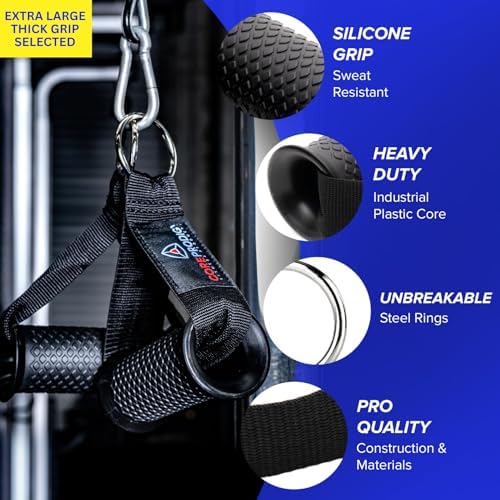 Core Prodigy Heavy Duty Exercise Handles - Grip Attachments for Cable Machine Pulleys, Gym Equipment, Resistance Bands, and Weight Lifting