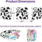 Desing Wish Sanitary Pad Storage Bag Portable Period Bag for Teen Pads/Sanitary Napkins/Small Tampons, Sanitary Napkin Storage Bag First Period Gifts for Teen Girls (Cow)