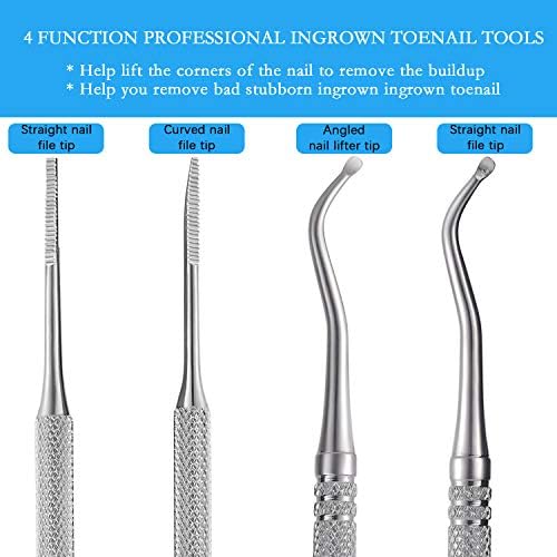 2PCS Ingrown Toenail File and Lifter with Storage Case,YINYIN100% Stainless Steel ingrown toenail Tool,Double Sided Professional Grade Nail Cleaner Tool