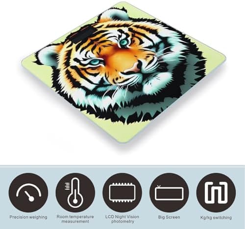 Little Fat Tiger Head Scale for Body Weight High Precision Digital Weight Scales with LCD Display Anti-Slip Sturdy Slim Tempered Glass Bathroom Scale for Home Use