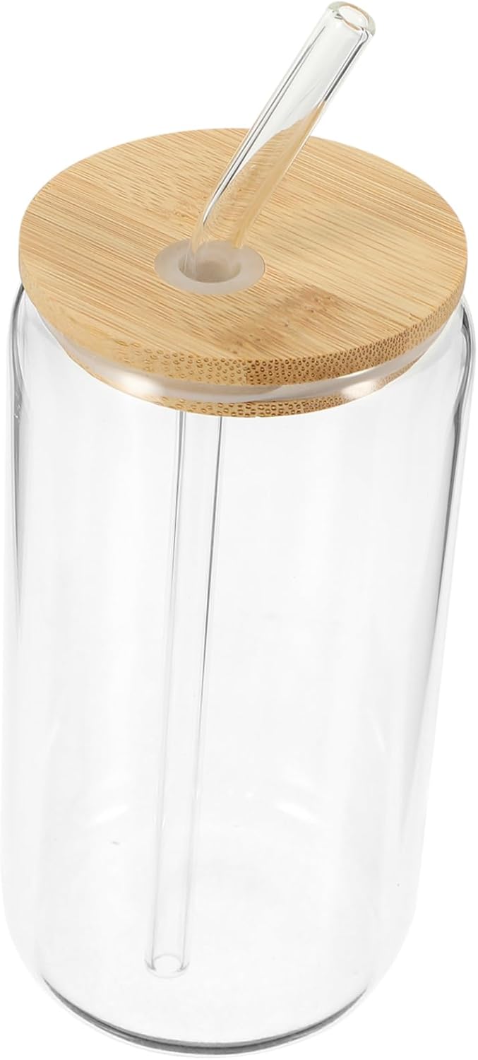 ABOOFAN High Temp Resistant Glass Travel Mug Iced Tumbler Lid Straw Glass Cup Lid and