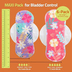 Non-Slip, (Premium) High Absorbency Reusable Period Pads for Heavy Flow (6 Pack L+XL) - Leak Proof & Odor Free Cotton Cloth Pads for Women - High-Temp Washable, Soft & Skin-Safe for Menstrual Comfort