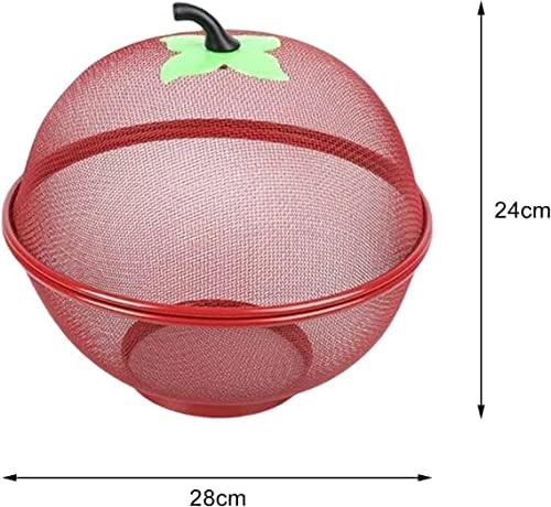 Apple-Shaped Fruit Basket Mesh Fruit Holder Covered Fruit Bowl for Kitchen Counter Mesh Fruit Holder Fruits Storage Drain Basket Vegetable Storage Holder for Fruits & Vegetables (Red)