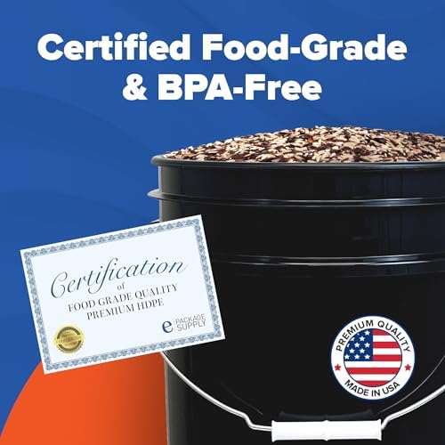 ePackageSupply 5 Gallon Black Bucket with Gamma Seal Screw on Airtight Lid | Made in USA | Food Grade | Heavy-Duty HPDE Plastic | Durable 90 Mil All Purpose Pail | Easy Stack and Store | BPA Free