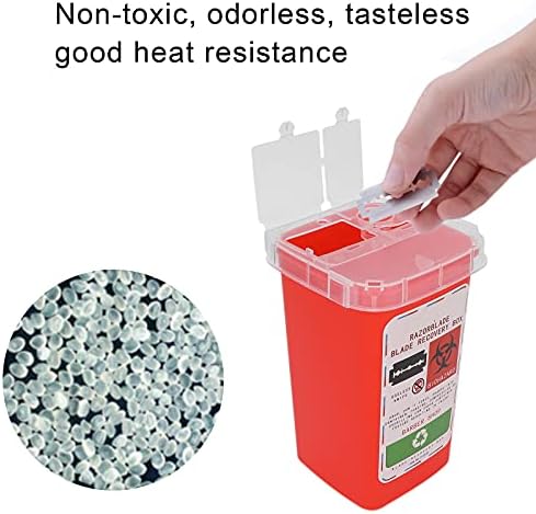 Safety Razors Blade Disposal Case, Disposable Razors Cutter Container, Barber Shop Storage Container, Small Portable Sharps Container, Razors Blade Bank for Home Professional (Red)