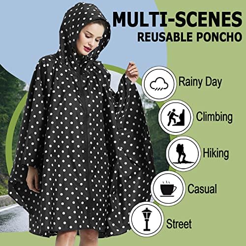 Fashion Hooded Rain Poncho Waterproof Raincoat Jacket with pocket for Women/Men/Adult