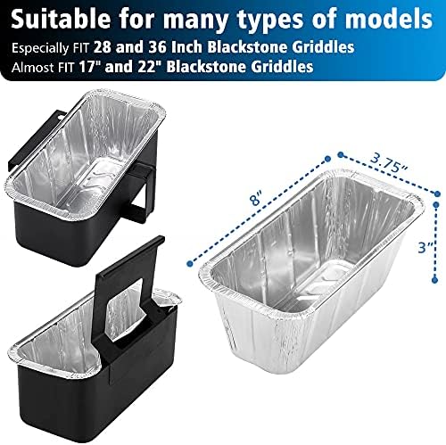 40 Pack Blackstone Grease Cup Liners, Grease Catcher Liner, Aluminum Foil Drip Pan for 28 and 36 inch Blackstone Griddle