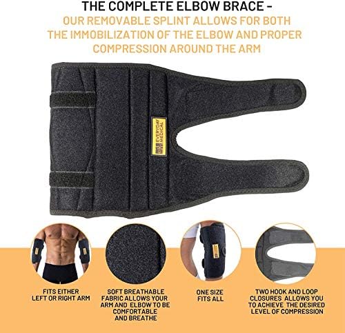 Everyday Medical Cubital Tunnel Elbow Brace for Tendonitis and Tennis Elbow For Women, Adjustable Tennis Elbow Brace For Men, Golfers Elbow Support with Removable Splint Fits Both Arms, Unisex - S/M