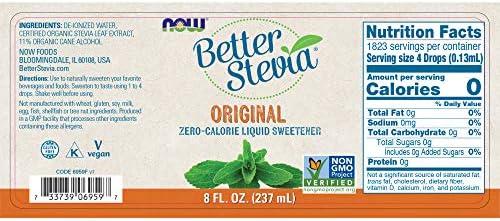 Now Foods Better Stevia Original Liquid Extract, 8 Ounce Bottle (Pack of 2)