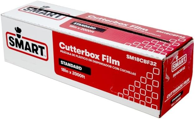 SMART Clear Cling Film Wrap with Cutterbox, SM18CBF32, 18" x 2000' x Standard 32 Gauge | 1/Each