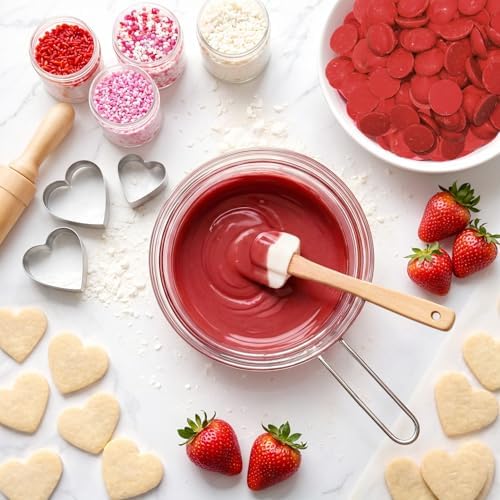 Red Candy Wafer Chocolate Melts - 12 oz Valentine’s Day Candy Melting Wafers for Baking, Decorating, Dipping, Drizzling & Desserts