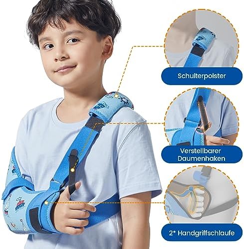 Kids Arm Shoulder Sling with Waist Strap, Immobilizer Brace Support for Broken Arm, Collarbone, Elbow, Wrist (Comfort Version, Right, XS,22.5-26 inch)
