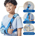 Kids Arm Shoulder Sling with Waist Strap, Immobilizer Brace Support for Broken Arm, Collarbone, Elbow, Wrist (Comfort Version, Right, XS,22.5-26 inch)
