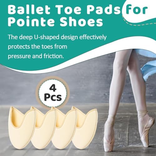 4Pcs Ballet Toe Pads for Pointe Shoes – Breathable Pointe Shoe Toe Pads, Cushioned Protectors for Ballerinas & High Heel Comfort