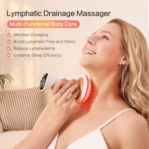 Lymphatic Massager for Lymphatic Drainage Massage & Anti Cellulite Massage, Lymphatic Drainage Massager Tool 40 Intensity Heated-EMS-Vibration with Red Light Therapy