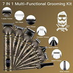 Beard Trimmer Kit Professional Hair Clipper Zero Gapped T-Blade Electric Shaver Razor Nose Body Trimmer for Men Cordless Grooming Kit 7 in 1