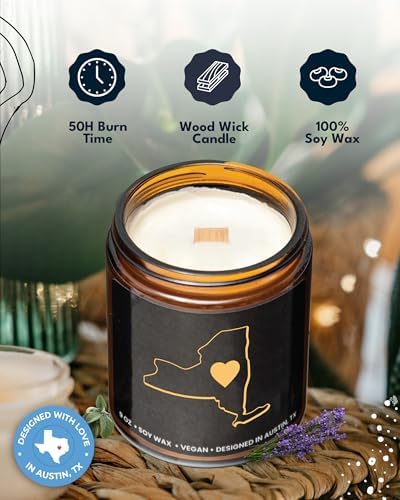 New York Candle, Sentimental House Warming Gifts for Women & Men, Unique New York Themed Souvenir, Ideal Moving Away and Home Sick Gifts, Perfect for Birthday, Christmas, Special Occasions, Gift Ready