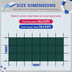 Buzzbazaar Rectangle Inground Pool Safety Cover – Durable, Reliable Protection with Easy Installation (Green, 16'x32' Pool Size (No Step))