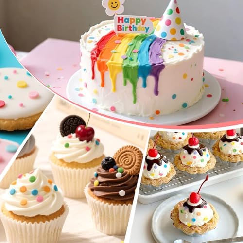 Rainbow Round Sprinkles, 150g/5.29oz, Birthday Confetti Edible Cake Decorations, Funfetti Sprinkles for Cupcake, Cake Decorating, Cookies Topper, Party Easter Holiday Supplies