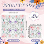 Crtiin 20 Pack Decoupage Napkins Floral Napkins Flower Cocktail Paper Decorative Toilet for Valentine's Day Birthday Party Beautiful Gorgeous, 20 Styles Each 6.5 Inches(Style 6)