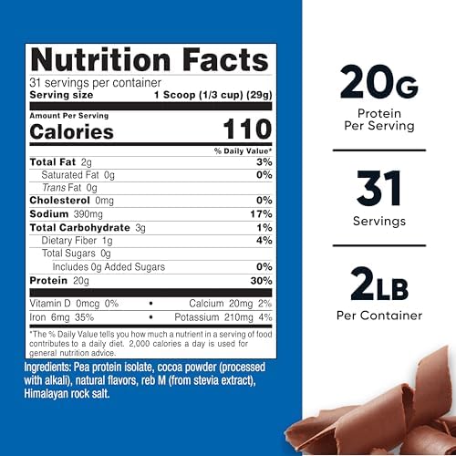 Nutricost Pea Protein Powder (2 LBS) Chocolate - 20g of Vegan Pea Protein Isolate, GMO-Free, Gluten-Free, 31 Servings