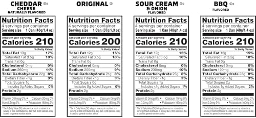 Pringles Potato Crisps Chips, Lunch Snacks, Office and Kids Snacks, Grab N' Go, 1.38 Pounds, Variety Pack (16 Cans)