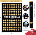 100 Dates Scratch off Bucket List Poster - Large Scratching Poster for Adventure Couple - Things to Do Bucket List for Couple - Things to Do Scratchable List - Motivational Achievements Checklist