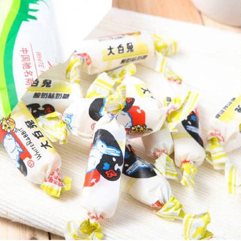 White Rabbit Toffee 227g (8oz.) Yogurt Flavor White Rabbit Toffee Childhood Flavor White Rabbit Candy酸奶味大白兔奶糖, 8 Ounces