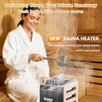 110V Sauna Heater in Plug, 2KW Electric Sauna Heaters Stove, Dry Steam Bath Sauna Stove with 3H Timer and Temp Ajustable for 70-100 Cu.ft Small Sauna Room Home Hotel Spa