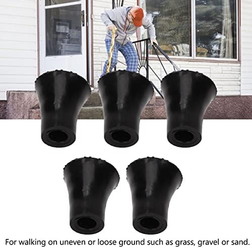 BestAlice 5Pcs Cane Tips, 3/4 Inch Crutch Tips Rubber Replacement Foot Pad, 19mm Cane Tips Heavy Duty, Prevent Slipping Soft Thicken Rubber Walking Canes Replacement Tips(Black)