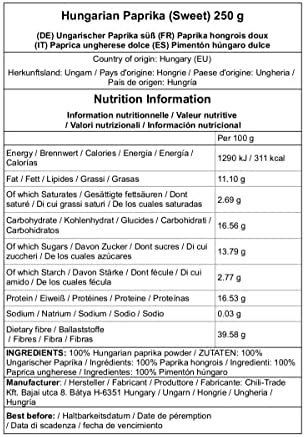 Hungarian SWEET Paprika from Kalocsa, Hungary (8.8 ounce (250g))