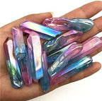 50g Electroplated Blue and Pink Titanium Aura Lemurian Crystal Wand Point Healing Crystal Stone Natural Stones and Minerals (Size : 50 Grams)